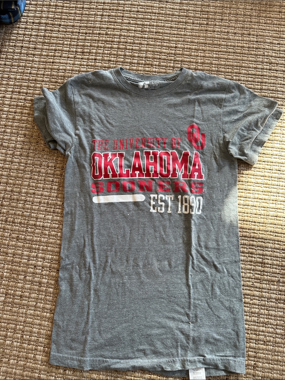Russell Athletic Oklahoma Sooners Gray Tee with Red Logo